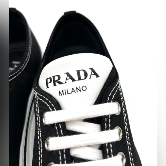Prada Point-Toe Canvas Sneakers - Picture 2 of 8